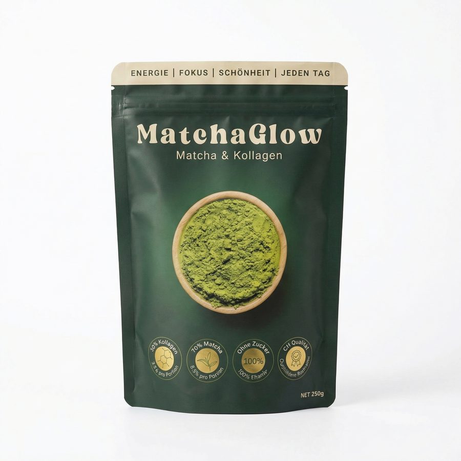 MatchaGlow: Verpackung, von uns gestaltet