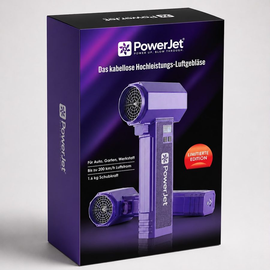 PowerJet: Giftbox mit Produkt und Zubehör